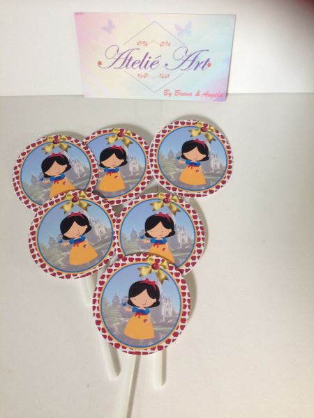 Toppers para cupcake branca de neve