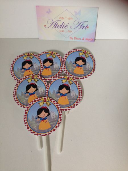 Toppers para cupcake branca de neve