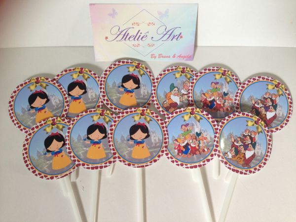 Toppers para cupcake branca de neve